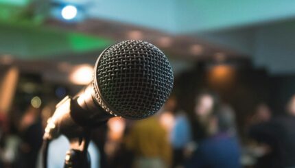 silver corded microphone in shallow focus photography