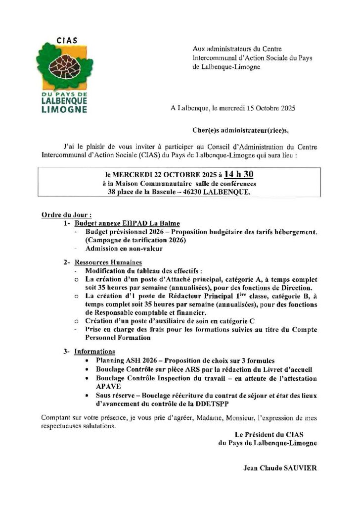 Image du document CONVOC CA CIAS DU 22 10 2025 NS