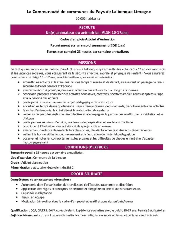 Image du document ANNONCE ANIM PREADOS-ADOS ALSH LALBENQUE SEPTEMBRE 2026