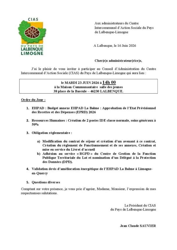 Image du document Convocation CA CIAS 23 Juin 2026 NS